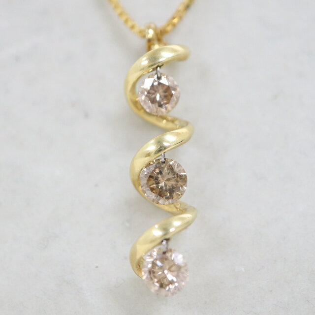 【Jewelry】K18YG ダイヤモンド ネックレス スクリュートップ D:1.23ct 43.0cm 5.7g【中古】【代金引換不可】/hm07654kt