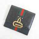 【GUCCI】グッチ 3つ折り財布 シェリーライン ブラック レザー×キャンバス 131848【中古】【代金引換不可】/ar1241