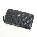 【CHANEL】シャネル スモールジップ・ウォレット 2つ折り財布 ラムスキン ブラック×シルバー金具 AP0226 28番台~8桁【中古】【代金引換不可】/kt14599kw