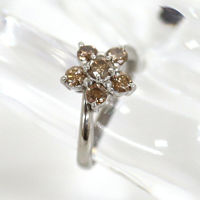 【Jewelry】Pt900 ブラウンダイヤリング 0.74ct 3.9g【中古】【代金引換不可】/kt07698ik