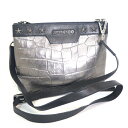 【JIMMY CHOO】ジミーチュウ 2WAYショルダーバッグ スタッズ 型押しクロコレザー ブラック×グレー【中古】【代金引換不可】/kt05727ik