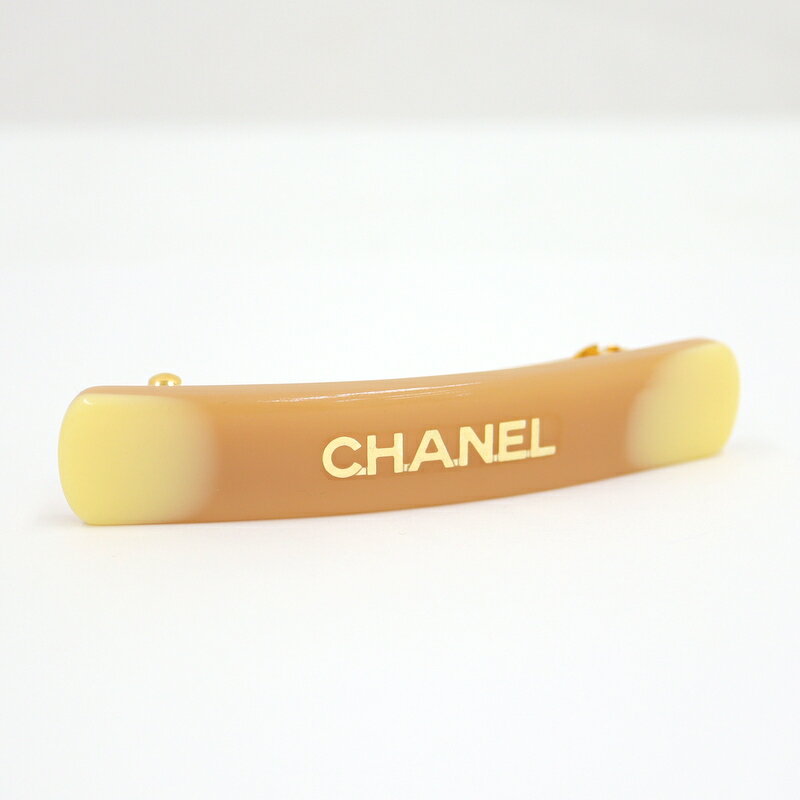 【CHANEL】シャネル バレッタ ベージュ×イエロー プラスチック 01A【中古】【代金引換不可】/md11966kt