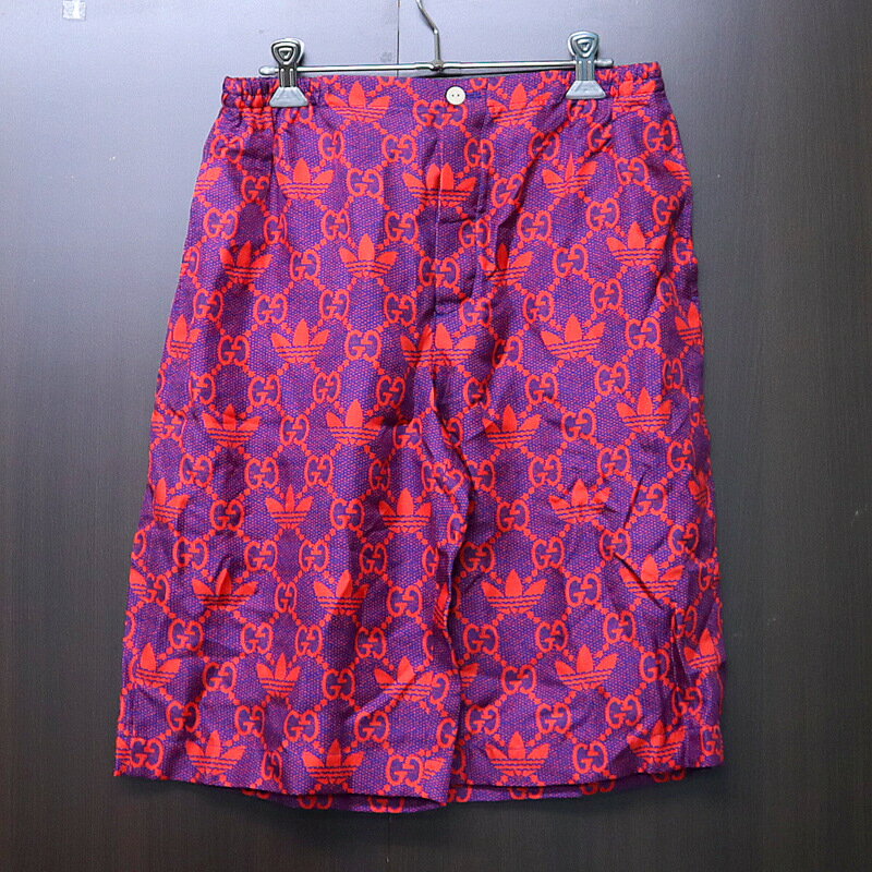 【GUCCI】グッチ×アディダス マイクロGG ショートパンツ #44 レッド シルク 691440 【中古】【代金引換不可】/tm09348ar