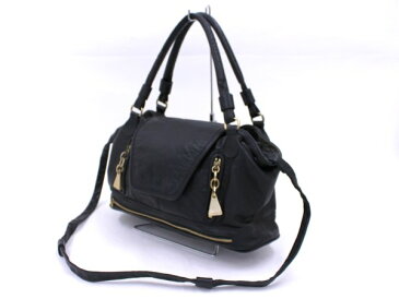 【SEE BY CHLOE】フリンジ付き レザー2WAYショルダーバッグ ブラック/セミショルダー シーバイクロエ【中古】/kw0138/※代引き不可※