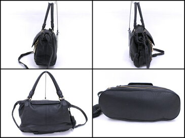 【SEE BY CHLOE】フリンジ付き レザー2WAYショルダーバッグ ブラック/セミショルダー シーバイクロエ【中古】/kw0138/※代引き不可※