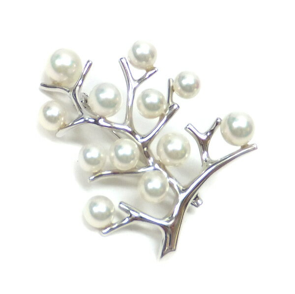 【★MIKIMOTO★】ミキモト　『ブローチ《幸福の木》』　Kofuku no ki /PB-767AU/K18WG×12Pパール（4.8mm~6.7mm）/ジュエリー/アクセサリー　39047k1205　　＠【中古】【★新品同様★】のサムネイル