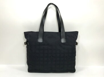 【CHANEL】シャネル トートGM トートバッグ ニュートラベル ナイロン×レザー ブラック A15825【中古】/br26359