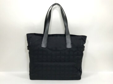 【CHANEL】シャネル トートGM トートバッグ ニュートラベル ナイロン×レザー ブラック A15825【中古】/br26359