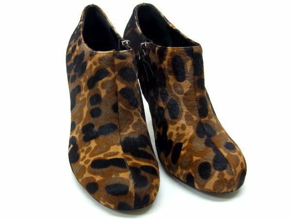 【★未使用★】　　BALENCIAGA　バレンシアガ　『ハラコ・ブーティー』　ハイヒール×サイドジッパー付　《迷彩×ブラウン系》　《サイズ：36》　《日本サイズ：約23cm〜23.5cm》　レザー/革/シューズ/靴/レディース/ブーツ/セレブ愛用/ブランド　18552k0187　＠【中古】のサムネイル