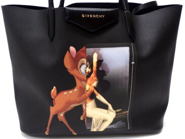 【★美品★】《送料込》　GIVENCHY　ジバンシー　『アンティゴナ トートバッグ/バンビ アイコニック ディズニーコラボ』　ブラック/PVC/レザー/トートバッグ/ショルダーバッグ/ビジネスバッグ/ママバッグ/ジムバッグ/通勤通学/A4サイズ　27677K1119　＠【中古】