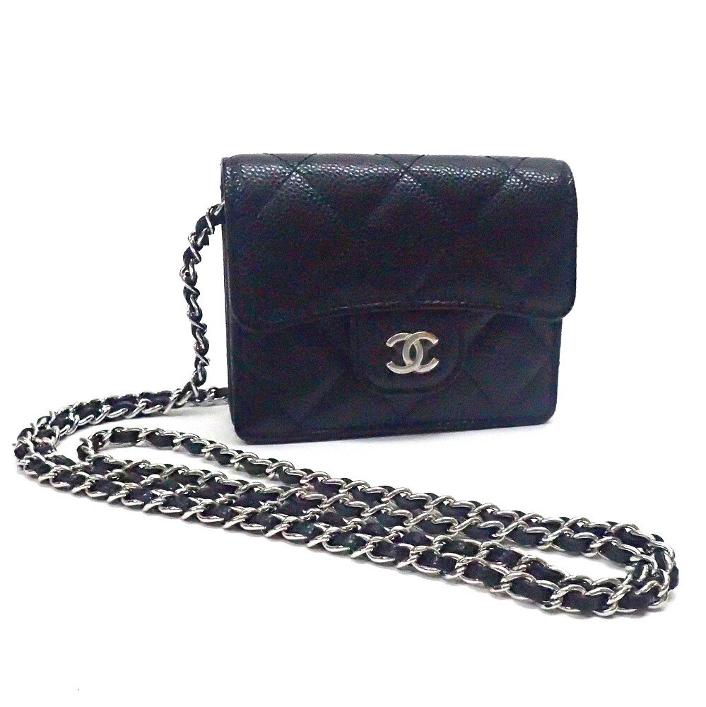 【★未使用・プレゼントにも★】CHANEL/シャネル『チェーンショルダー付き カードホルダー』《ブラック×キャビアスキン×シルバー金具》AP1730/30番台/マトラッセ/カードケース/ポシェット/ショルダー/ミニバッグ/クラシック/レディース　30960k0251 ＠【中古】のサムネイル