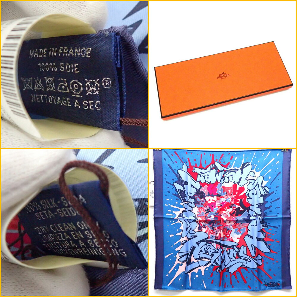 安い特価 HERMES『カレ45《Graff Hermes/エルメス・グラフィティ》』892655S 16/ブルーカナール×ライトブルー×レッド/Bleu Canard×Ciel×RED/カレ42/スカーフ/カレ/プチカレ/ミニスカーフ/ガブロッシュ/プチ エルメス 33137K0222 @:ブランドショップドリーム 正規品格安