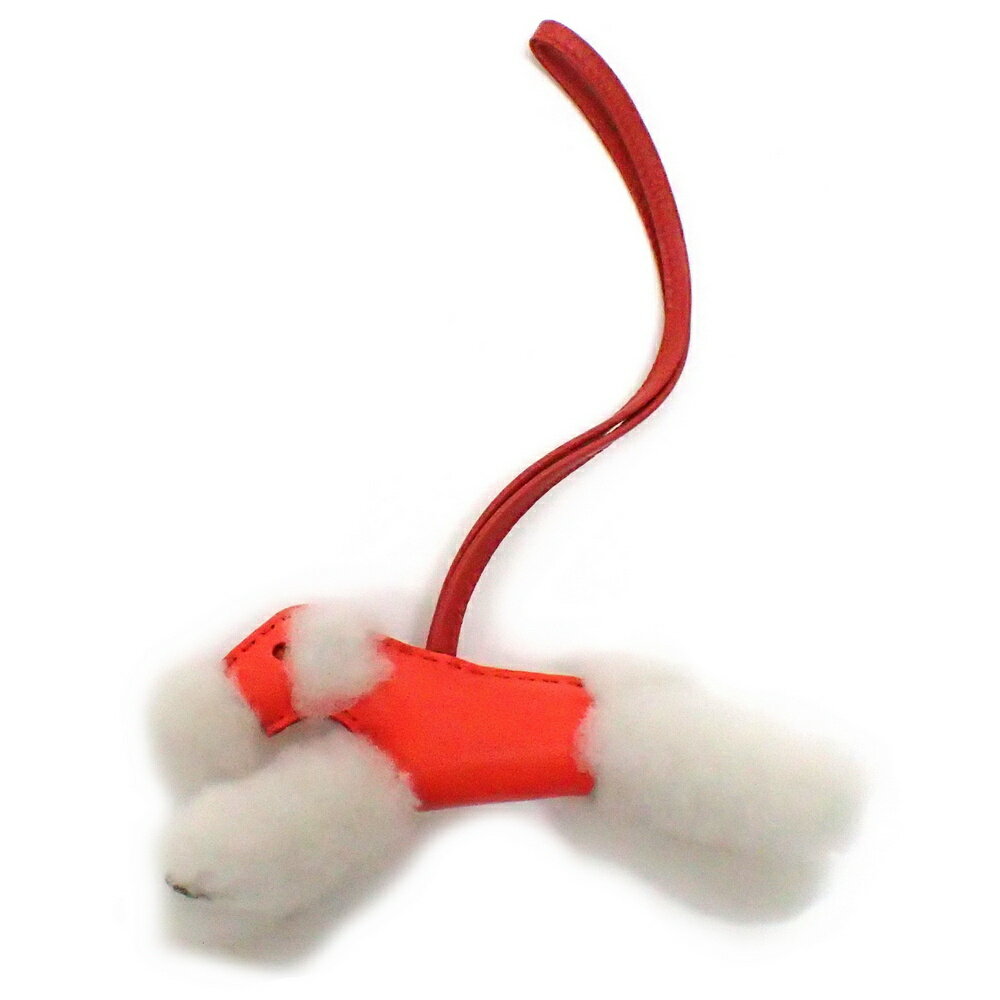 【★HERMES★】エルメス『バディ バッグチャーム』U刻印(2022)/オレンジポピー×カーネリアン/アニューミロ×メリノウール/ラム/キーリング/キーホルダー/レザー/犬/イヌ/Buddy　35817k024.4　＠【中古】【★未使用・プレゼントにも★】のサムネイル