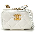 【★CHANEL★】シャネル『チェーン クラッチ/ミニショルダー』　AP2738/ホワイト/ラムスキン/マットゴールド金具/マトラッセ/チェーンバッグ/ポシェット/ショルダーバッグ/ミニバッグ/クラシック/イエローゴールド/レディース/美品/レア　36292k024.4 ＠【中古】