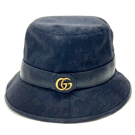【★GUCCI★】グッチ『フェドラハット《GGキャンバス》』 《サイズ:M/58cm》 576587/ブラック/ゴールド金具/バケットハット/帽子/アパレル/アクセサリー/小物/メンズ/レディース 38266k0245 @【中古】