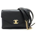 【★CHANEL★】シャネル 『チェーンベルトポーチ〈Vステッチ〉』 《ブラック×カーフレザー×ゴールド金具》 26番8桁/チェーンベルト/ショルダー/ウエスト...