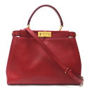 【★FENDI★】フェンディ 『レギュラー ピーカブー』 《スカーフレッド×ゴールド金具×レザー》 ハンドバッグ/トートバッグ/ショルダーバッグ/ピーカーブー/レッド/赤/2WAYバッグ 【★セレブ愛用★】 38410k0255 @【中古】(4)