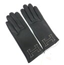 【★HERMES★】エルメス 『グローブ《バスティーユ》』 サイズ:#6.5/ブラック×シルバー金具×ラムスキン/スタッズ/レザー/手袋/小物/アパレル/レディ...