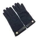 【★HERMES★】エルメス 『グローブ《セリエ》』 《ブラック×ネイビー×シルバー金具/カシミヤ×レザー》 サイズ:7.5/手袋/小物/アパレル/7ハーフ/...