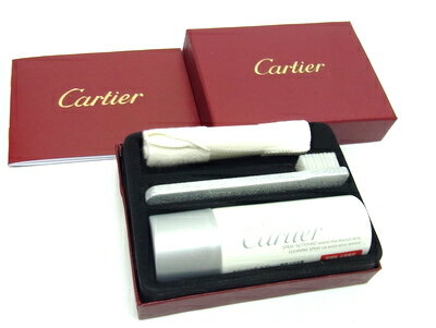 【★未使用★】《送料込》　 Cartier　カルティエ　　『メタルブレスレットのメンテナンス用』 カルティエウォッチ用コフレ/新箱/メンテナンス用品/お手入れ方法の説明書/クリーニング用スプレー(50ml)/ブラシ/ツヤ出し専用布　24058K0118　＠【中古】