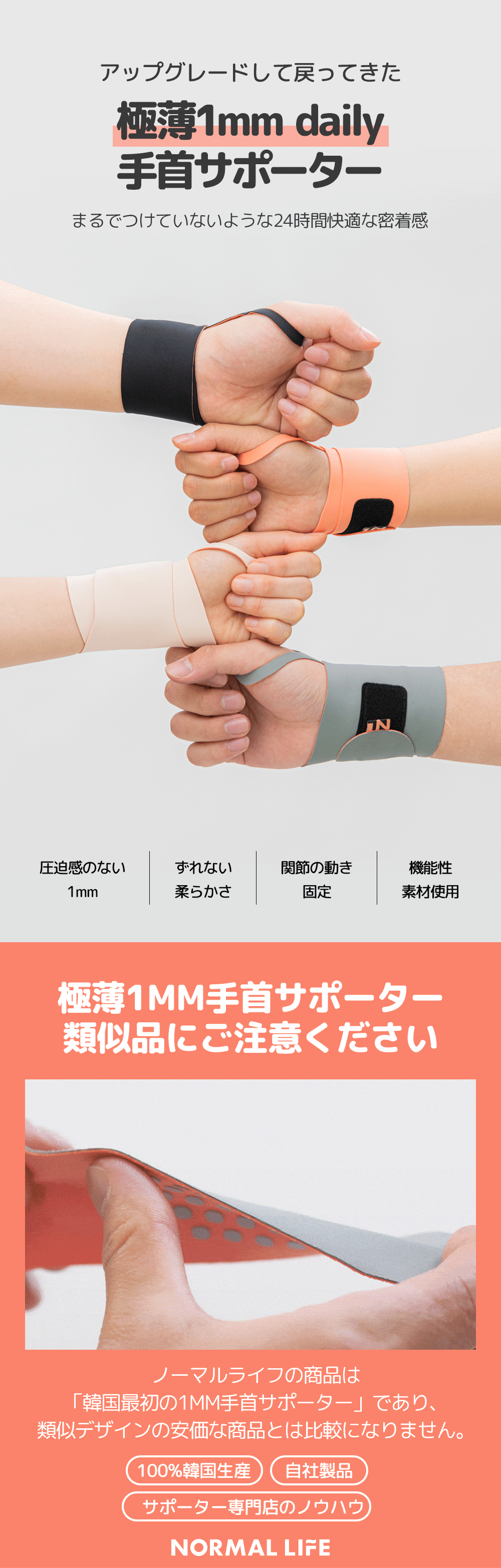 ノーマルライフ 極薄1mm　手首　サポーター