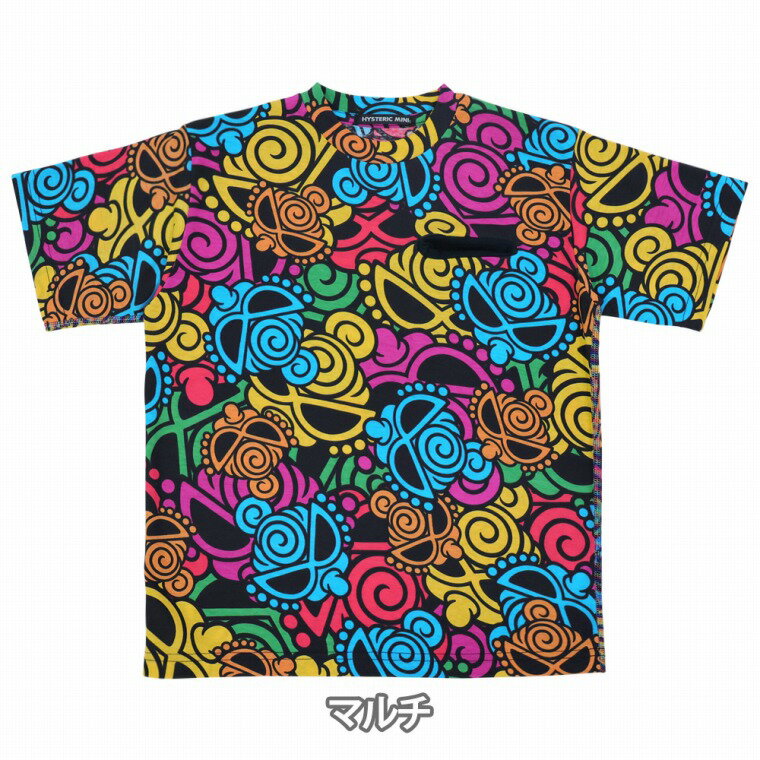 Hystericmini ヒステリックミニ　Psychedelic mini face総柄 半袖Tシャツ