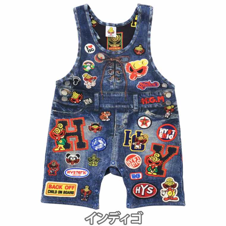MY FIRST HYSTERIC マイファーストヒステリック　CRAZY GIMMICK APPLIQUE Viscotex Like a denim サロペット　FREE(80-90cm)