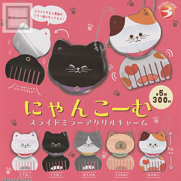【コンプリート】にゃんこ—む スライドミラーアクリルチャーム ★全5種セット