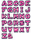 アルファベットワッペン【ピンク】/文字ワッペン ローマ字ワッペン/お稽古バッグやスモックに!入園準備に!/刺繍ワッペン/アップリケ/アイロン接着 02P27Se...