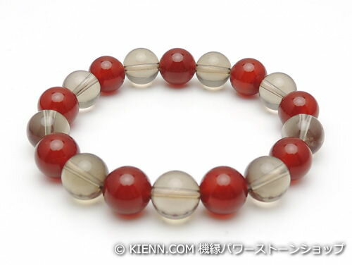 乐天商城 - パワーストーンブレスレット スモーキークォーツAAAA10ミリ レッドアゲートAAAA10ミリ 魔除・厄除 [サイズ選べる][日本製][送料無料] (10823)