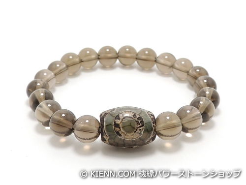 乐天商城 - エスニックブレスレット・アジアンパワーストーン チベット天珠(三眼)AAAAナツメ玉14ミリ スモーキークォーツAAAA8ミリ 金運・魔除・厄除 [サイズ選べる][日本製][送料無料] (11150)