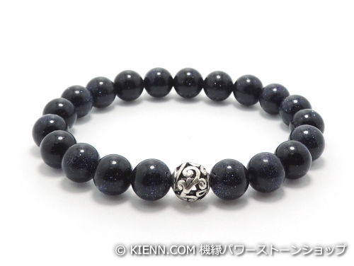乐天商城 - エスニックブレスレット・アジアンパワーストーン チベット合金8ミリ ブルーゴールドストーン(人工石)8ミリ 魔除・厄除 [サイズ選べる][日本製][送料無料] (11266)