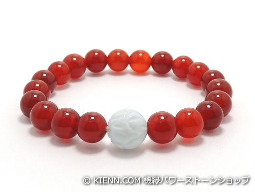 乐天商城 - エスニックブレスレット・アジアンパワーストーン シャコガイ(蓮花彫り)AAAA10ミリ レッドアゲートAAAA8ミリ 魔除・厄除 [サイズ選べる][日本製][送料無料] (11290)