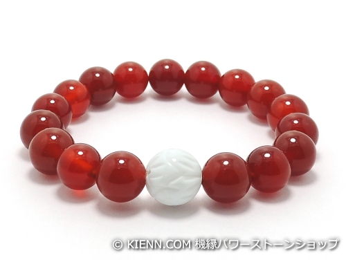 乐天商城 - エスニックブレスレット・アジアンパワーストーン シャコガイ(蓮花彫り)AAAA12ミリ レッドアゲートAAAA10ミリ 魔除・厄除 [サイズ選べる][日本製][送料無料] (11291)