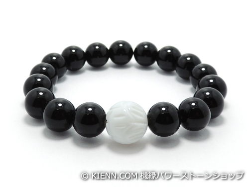 乐天商城 - エスニックブレスレット・アジアンパワーストーン(メンズ) シャコガイ(蓮花彫り)AAAA12ミリ オニキスAAAAA最高品質(8月誕生日石)10ミリ 魔除・厄除 [サイズ選べる][日本製][送料無料] (11294)
