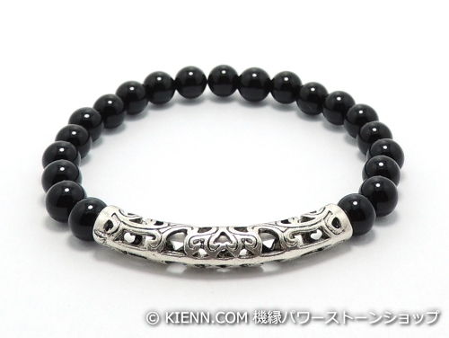 乐天商城 - エスニックブレスレット・アジアンパワーストーン チベット合金曲パイプ36ミリ オニキスAAAAA最高品質(8月誕生日石)6ミリ 魔除・厄除 [サイズ選べる][日本製][送料無料] (11307)