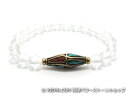 エスニックブレスレット・アジアンパワーストーン チベットハンドメードビーズ菱形21ミリ チベット合金真鍮4ミリ クリスタル(水晶)AAAAA最高品質(4月誕生日...