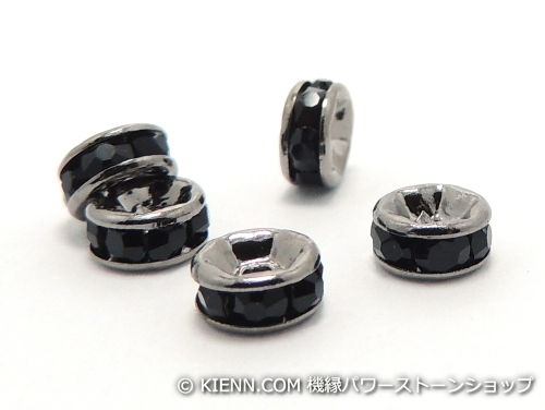 平ロンデル ジェット/ブラック 6mm×3mm 5個セット ハンドメイド・手作りアクセサリ...