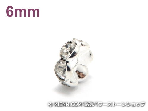 波ロンデル クリスタル/シルバー 6mm×3mm 5個セット ハンドメイド・手作りアクセサリー用