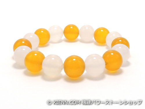 乐天商城 - パワーストーンブレスレット ホワイトカルセドニーAAAA(6月誕生日石)10ミリ イエローカルセドニーAAAA10ミリ 対人関係 [サイズ選べる][日本製][送料無料] (11741)