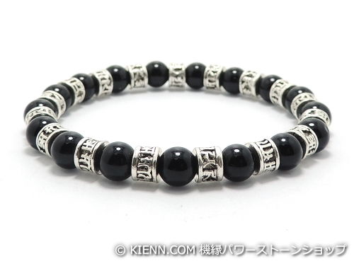 乐天商城 - エスニックブレスレット・アジアンパワーストーン オニキスAAAAA最高品質(8月誕生日石)6ミリ チベット合金(梵字 六字真言)マニ車 如意宝珠6ミリ 魔除・厄除 [サイズ選べる][日本製][送料無料] (11758)