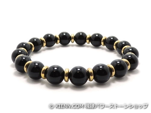 パワーストーンブレスレット オニキスAAAAA最高品質(8月誕生日石)8ミリ チベット合金真鍮6ミリ 魔除・厄除 [サイズ選べる][日本製][送料無料] (11942)