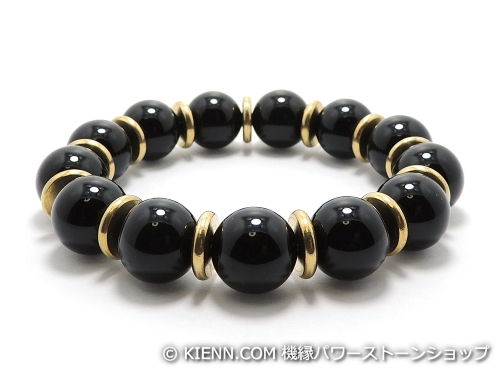 Rakuten - パワーストーンブレスレット(メンズ) オニキスAAAAA最高品質(8月誕生日石)12ミリ チベット合金真鍮10ミリ 魔除・厄除 [サイズ選べる][日本製][送料無料] (11944)