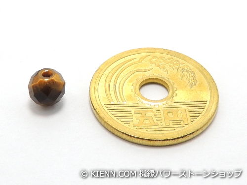 パワーストーン天然石ビーズ粒売り タイガーアイ(64面カット)AAA(10月誕生日石)6ミリ 金運 ハンドメイド・手作りアクセサリー用 (11987)