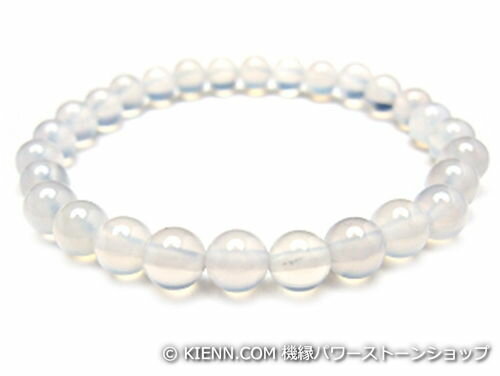 パワーストーンブレスレット ホワイトカルセドニーAAAA(6月誕生日石)6ミリ 対人関係 ワンカラーブレス [サイズ選べる][日本製][送料無料] (10214)