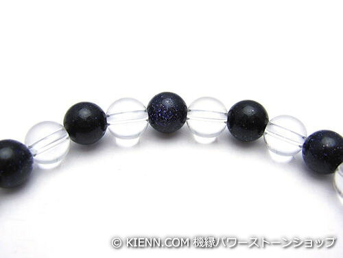 パワーストーンブレスレット ブルーゴールドストーン(人工石)6ミリ クリスタル(水...