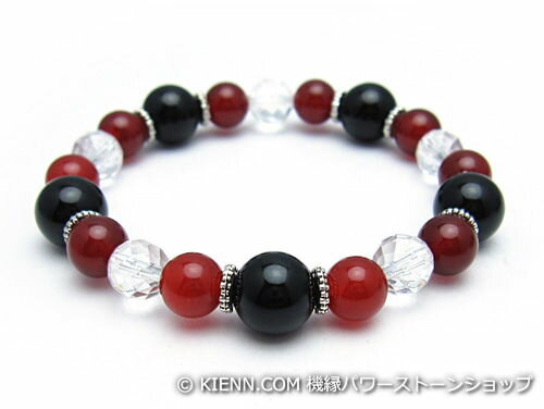 パワーストーンブレスレット オニキスAAAAA最高品質(8月誕生日石)10ミリ レッドアゲートAAAA8ミリ クリスタル(水晶)(64面カット)AAAA(4月誕...
