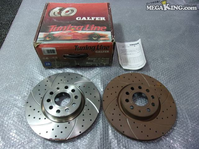 【中古】アウディ 8P A3 GALFER Tuning Line フロント ドリルド スリット ローター 311mm 左右 24529VF VW ゴルフ5系 等 / S2-689