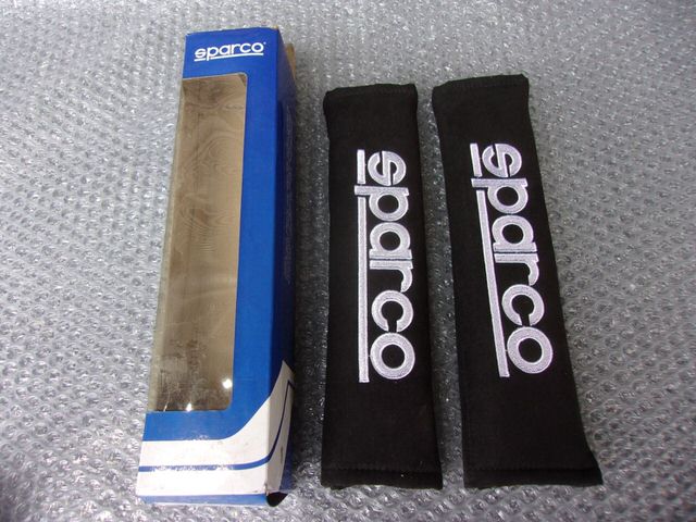 【中古】★未使用!★Sparco スパルコ シートベルトパッド ショルダーパッド 黒 ブラック 左右 / R1-1442