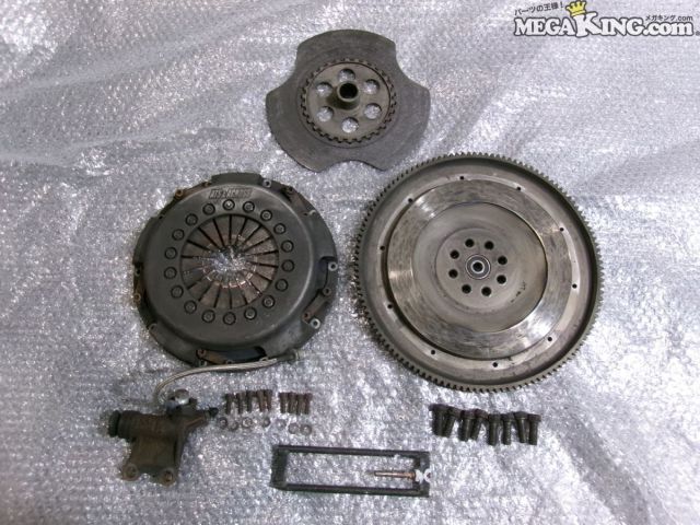 【中古】GC8 インプレッサ ATS シングル カーボン クラッチ プッシュ式 カバー ディスク フライホイール 作動変換 付 EJ20 / 2T2-115